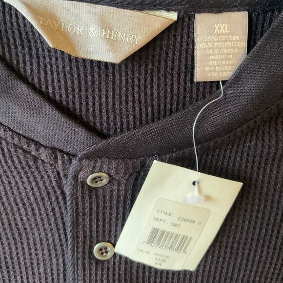 Taylor & Henry Men’s Long Sleeve V-neck 3 Buttons Sweatshirt size 2XL,Taupe Gray - Picture 6 of 8